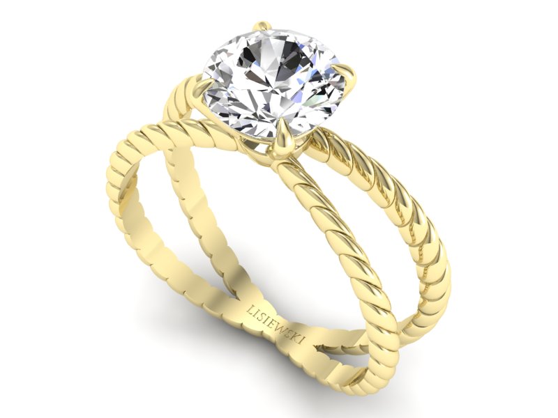 Złoty pierścionek z brylantem żółte złoto - p16182z — zdjęcie 3