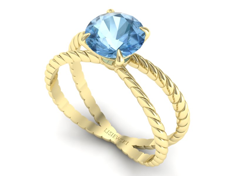 Złoty pierścionek z topazem żółte złoto - p16182za — zdjęcie 3