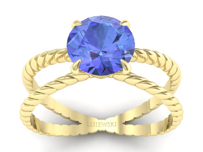 Złoty pierścionek z tanzanitem żółte złoto - p16182zt