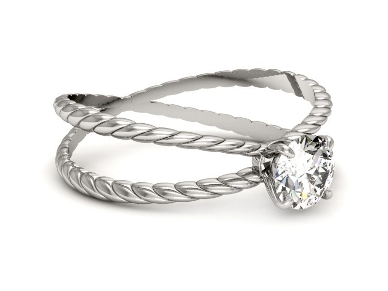 Złoty pierścionek z brylantem białe złoto - p16183b — zdjęcie 3