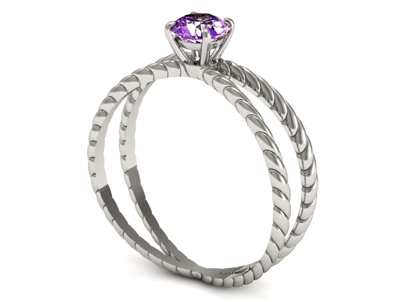 Złoty pierścionek z ametystem białe złoto - p16183bat — zdjęcie 2