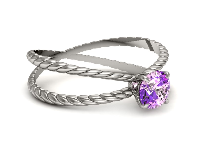 Złoty pierścionek z ametystem białe złoto - p16183bat — zdjęcie 3