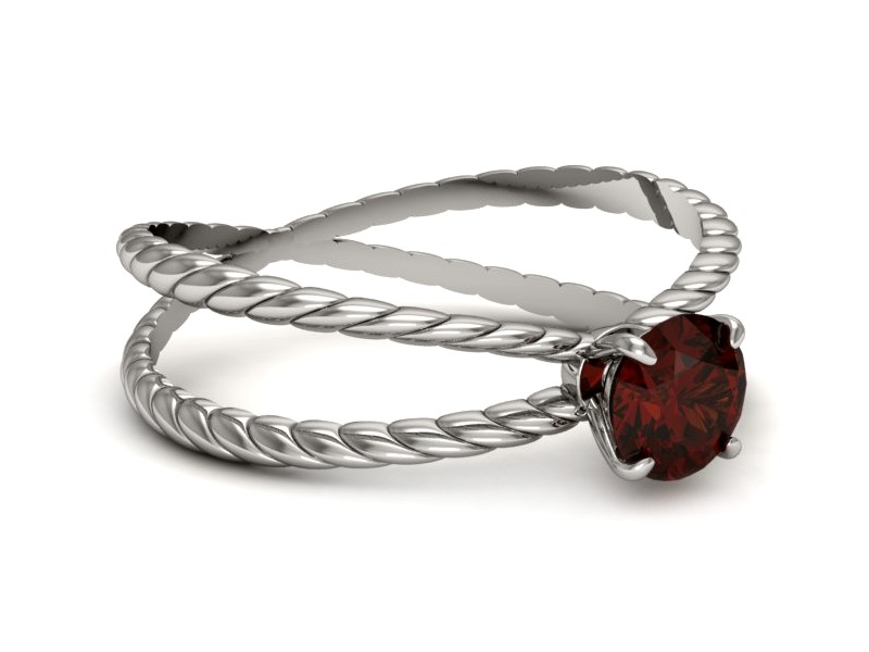 Złoty pierścionek z granatem białe złoto - p16183bgr — zdjęcie 3