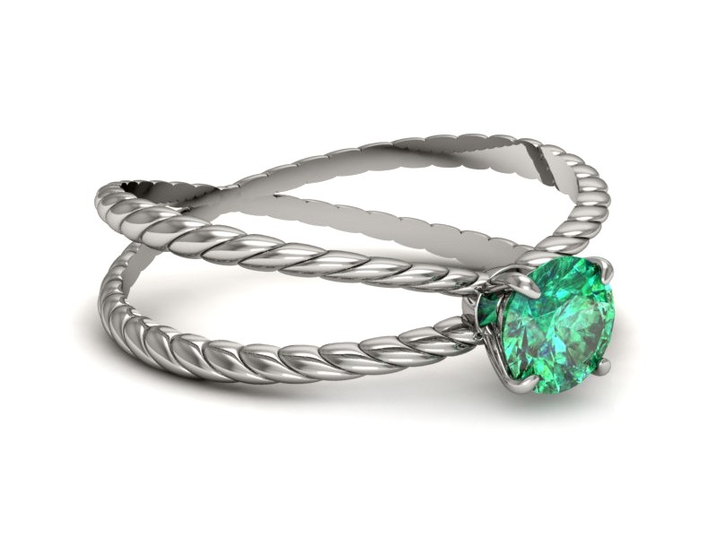 Złoty pierścionek ze szmaragdem białe złoto - p16183bsm — zdjęcie 3
