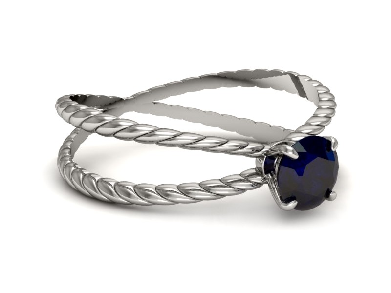 Złoty pierścionek z szafirem białe złoto - p16183bsz — zdjęcie 3