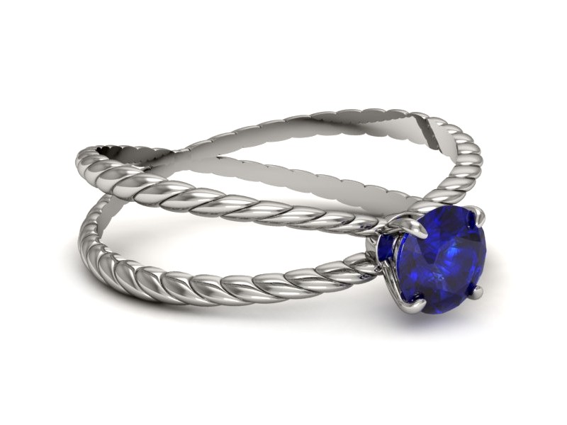 Złoty pierścionek z szafirem białe złoto - p16183bszc — zdjęcie 3