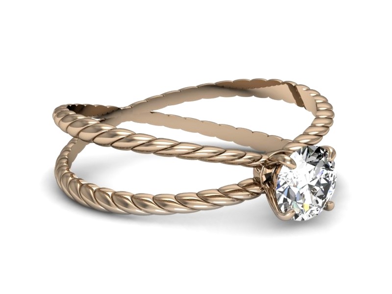 Złoty pierścionek z brylantem różowe złoto - p16183c — zdjęcie 3