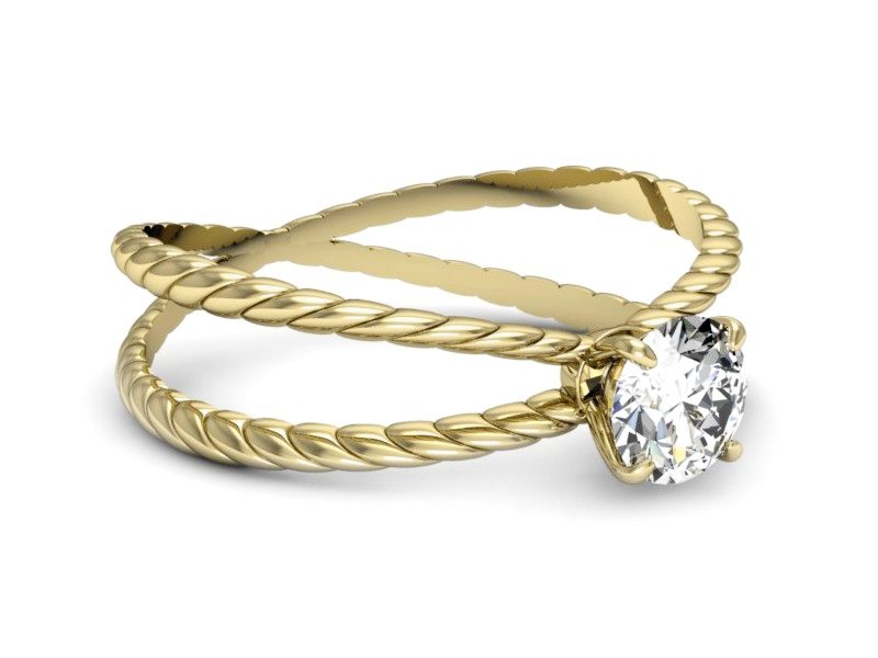 Złoty pierścionek z brylantem żółte złoto - p16183z — zdjęcie 3