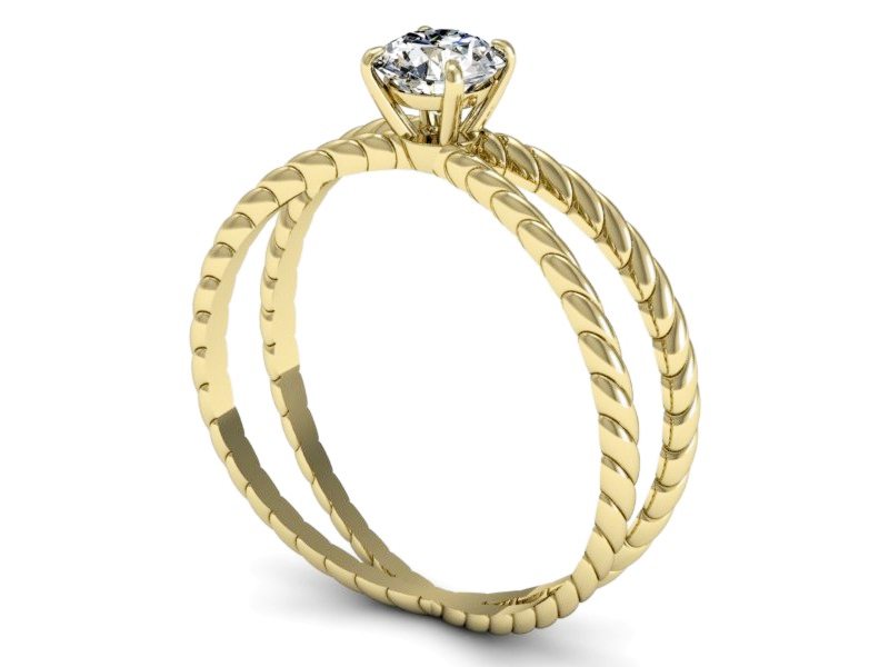 Złoty pierścionek z brylantem żółte złoto - p16183z — zdjęcie 2