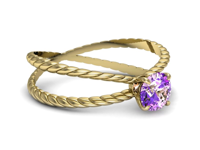 Pierścionek zaręczynowy z ametystem zloty - p16183zat — zdjęcie 3