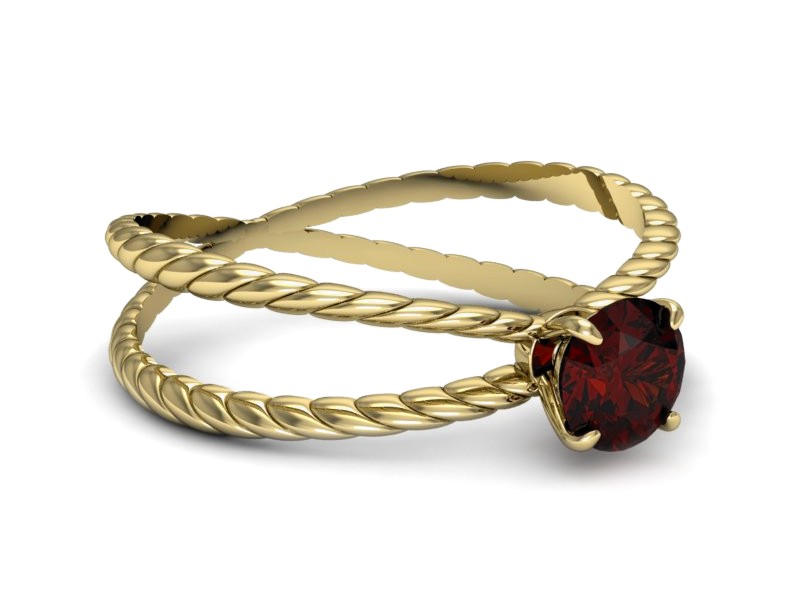 Złoty pierścionek z granatem żółte złoto - p16183zgr — zdjęcie 3