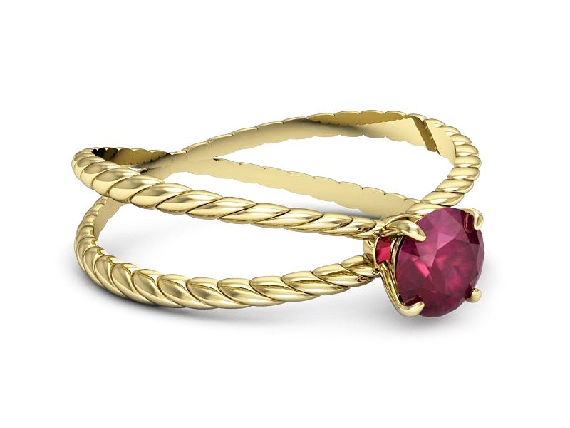 Złoty pierścionek z rubinem żółte złoto - p16183zr — zdjęcie 3