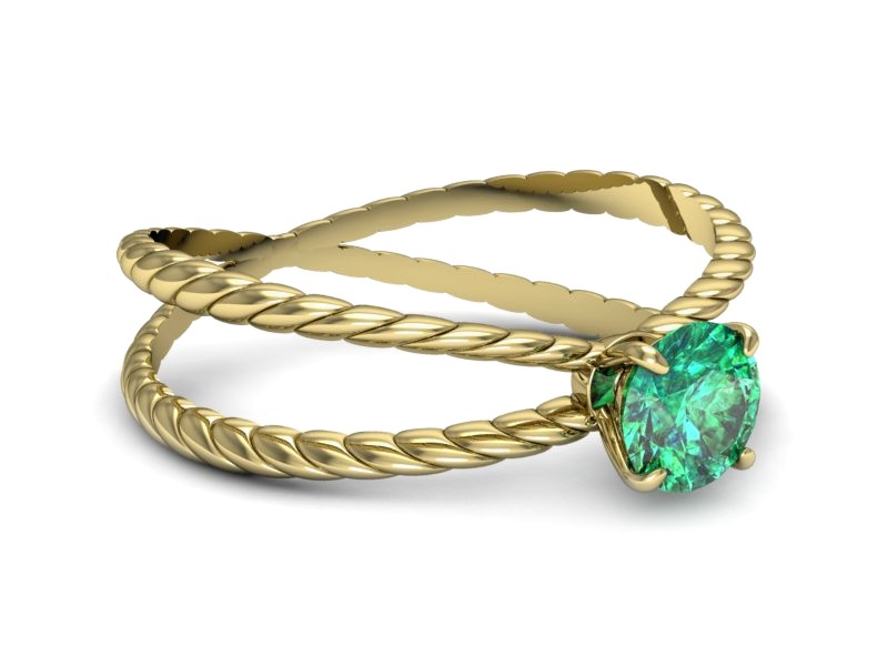 Złoty pierścionek ze szmaragdem żółte złoto - p16183zsm — zdjęcie 3