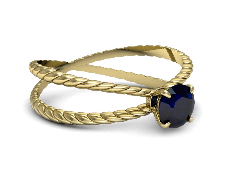 Złoty pierścionek z szafirem żółte złoto - p16183zsz — zdjęcie 3