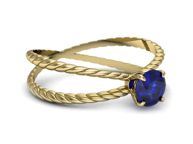 Złoty pierścionek z szafirem żółte złoto szafir - p16183zszc — zdjęcie 3