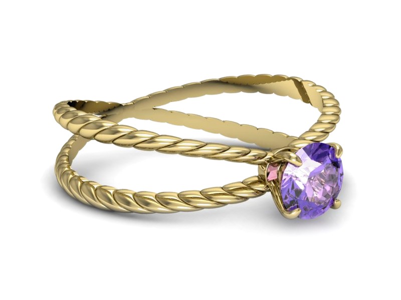 Złoty pierścionek z tanzanitem żółte złoto - p16183zt — zdjęcie 3