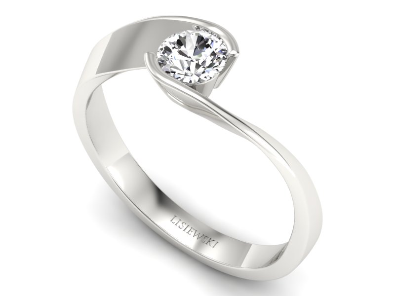 Złoty pierścionek z brylantem białe złoto - p16185b — zdjęcie 3