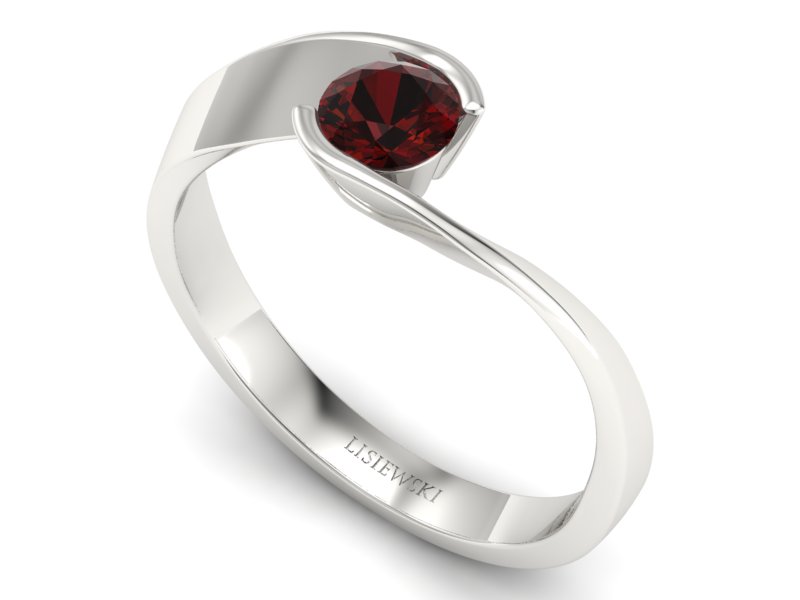 Złoty pierścionek z granatem białe złoto - p16185bgr — zdjęcie 3