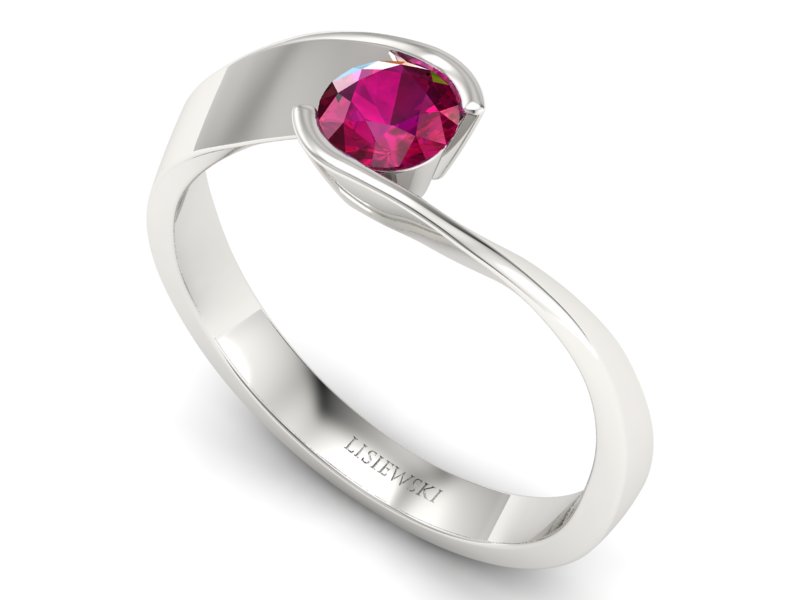 Pierścionek zaręczynowy z rubinem białe złoto - p16185br — zdjęcie 3