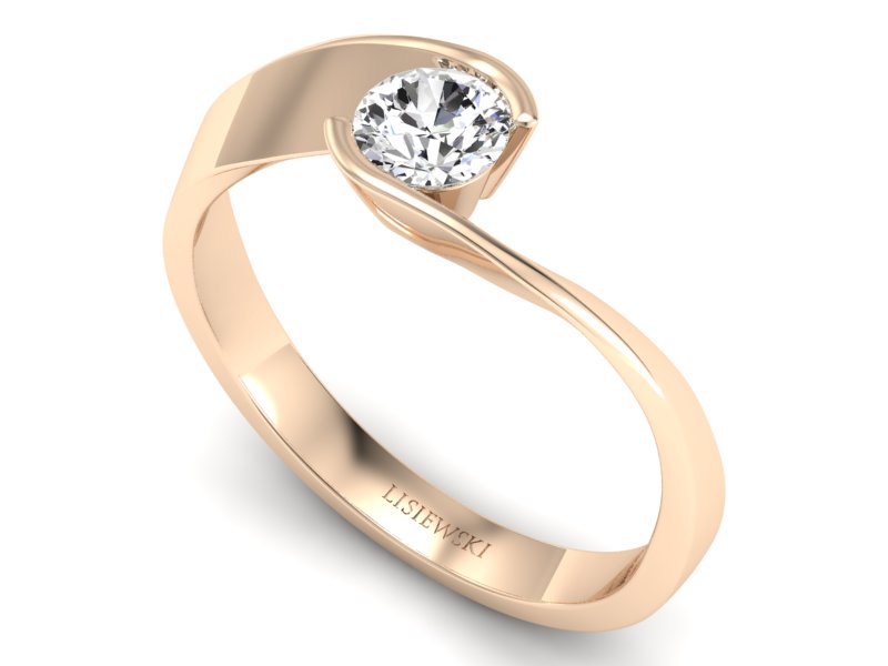 Złoty pierścionek z brylantem różowe złoto - p16185c — zdjęcie 3