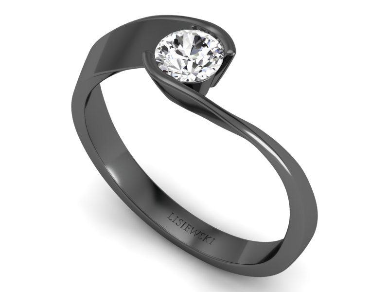 Złoty pierścionek z brylantem czarne złoto - p16185cz — zdjęcie 3