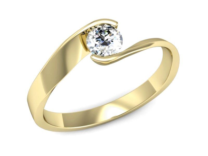 Złoty Pierścionek zaręczynowy z brylantem gold 14k złoto 585 - p16185z