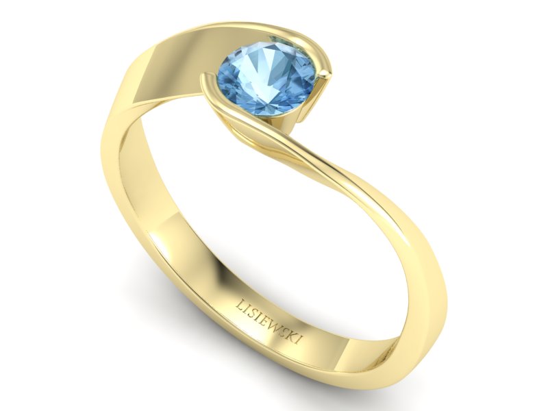 Złoty pierścionek z topazem żółte złoto - p16185za — zdjęcie 3