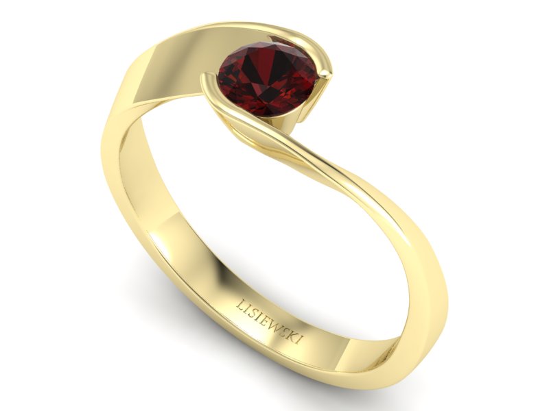 Złoty pierścionek z granatem żółte złoto - p16185zgr — zdjęcie 3