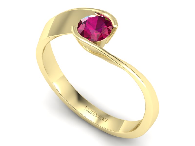 Złoty pierścionek z rubinem żółte złoto - p16185zr — zdjęcie 3