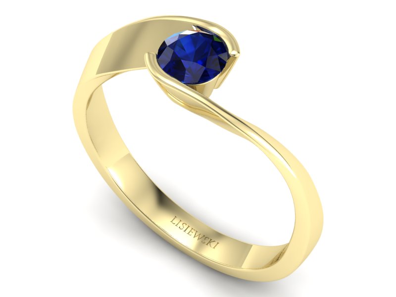 Złoty pierścionek z szafirem żółte złoto - p16185zsz — zdjęcie 3