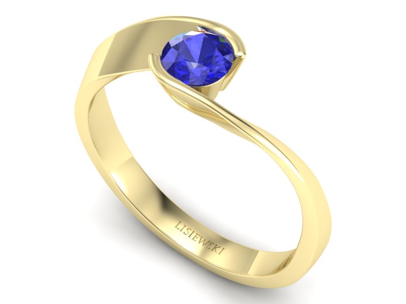 Złoty pierścionek z szafirem złoto - p16185zszc — zdjęcie 3