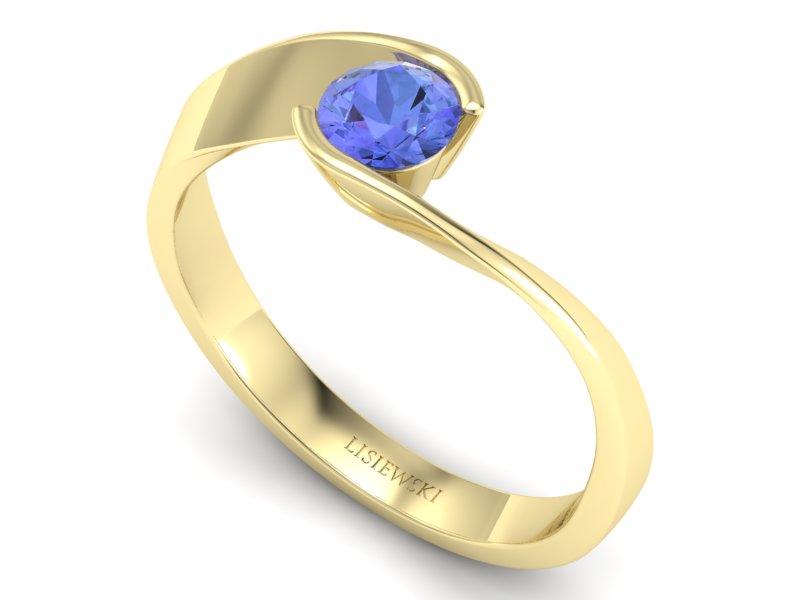 Złoty pierścionek z tanzanitem - p16185zt — zdjęcie 3