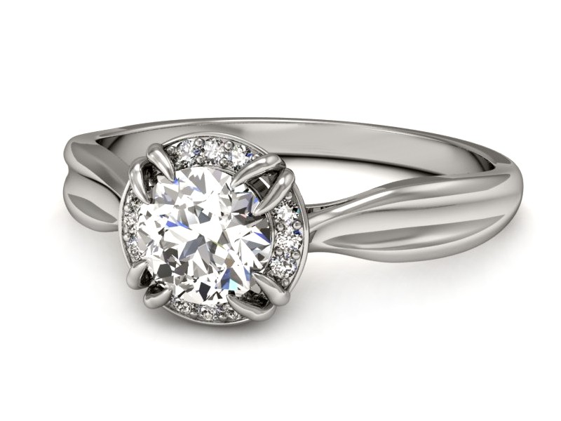 Złoty pierścionek z brylantami białe złoto - p16186b — zdjęcie 3