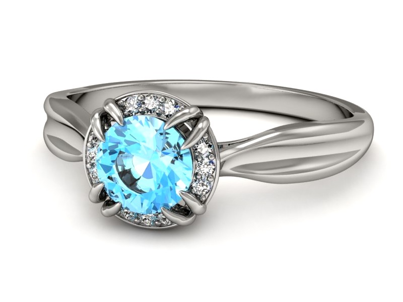 Złoty pierścionek z topazem i brylantami - p16186ba — zdjęcie 3