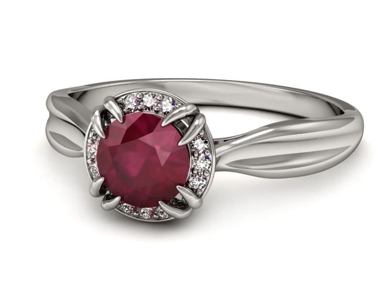Pierścionek z rubinem i brylantami białe złoto - p16186br — zdjęcie 3