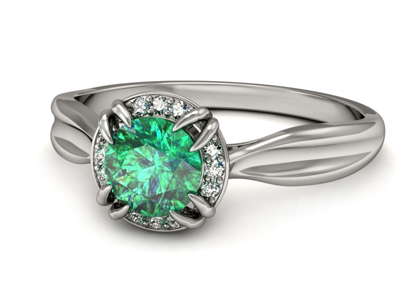 Złoty pierścionek ze szmaragdem i brylantami - p16186bsm — zdjęcie 3