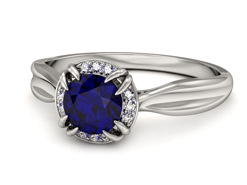 Złoty pierścionek ze spinelem i brylantami - p16186bsp — zdjęcie 3