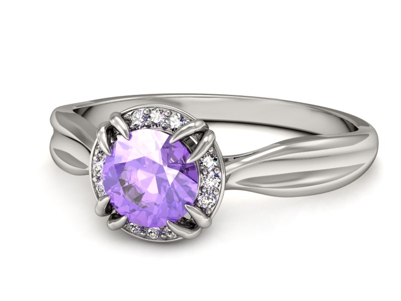 Pierścionek z tanzanitem białe złoto i brylantami - p16186bt — zdjęcie 3