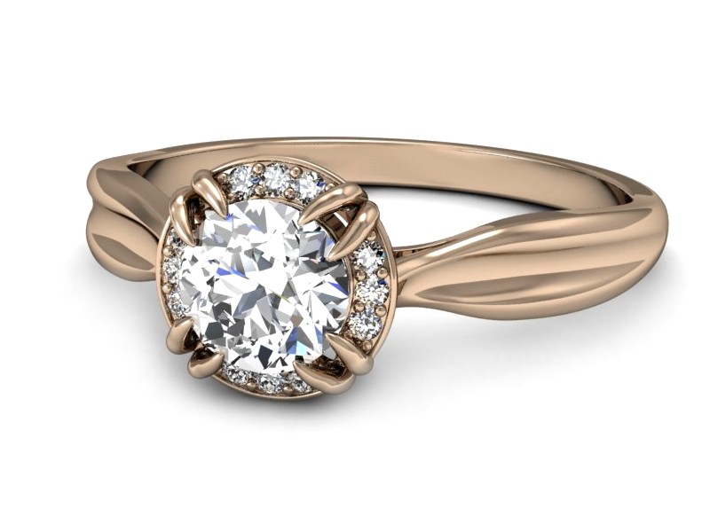 Złoty pierścionek z brylantami różowe złoto - p16186c — zdjęcie 3