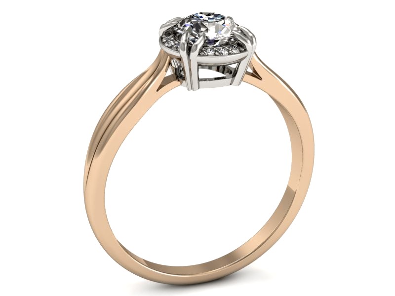 Pierścionek z brylantami białe różowe złoto - p16186cb — zdjęcie 3