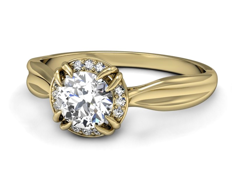 Złoty pierścionek z brylantami żółte złoto - p16186z — zdjęcie 3