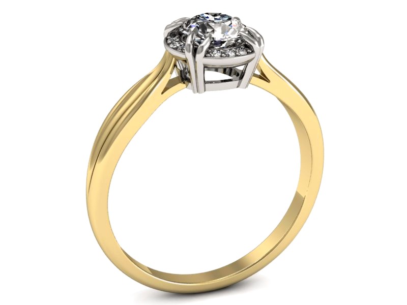 Pierścionek z diamentami żółte i białe złoto - p16186zb — zdjęcie 2