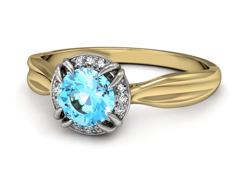 Pierścionek z topazem i brylantami - p16186zba — zdjęcie 3