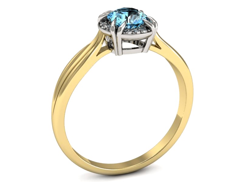 Pierścionek z topazem i brylantami - p16186zba — zdjęcie 2