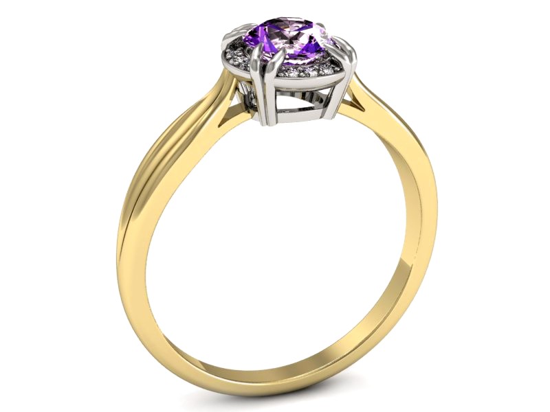Pierścionek z ametystem i brylantami - p16186zbat — zdjęcie 2