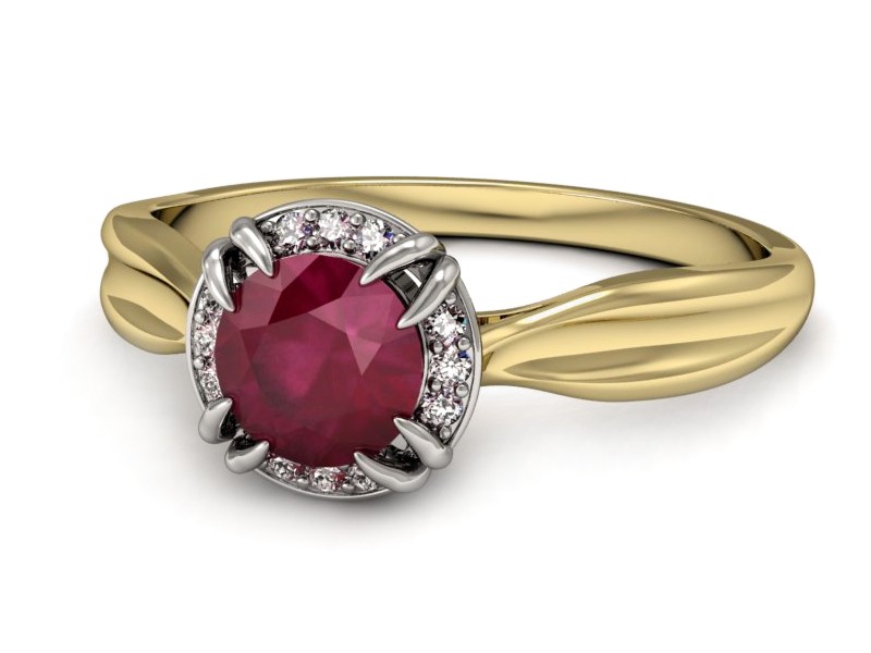 Pierścionek z rubinem i diamentami - p16186zbr — zdjęcie 3