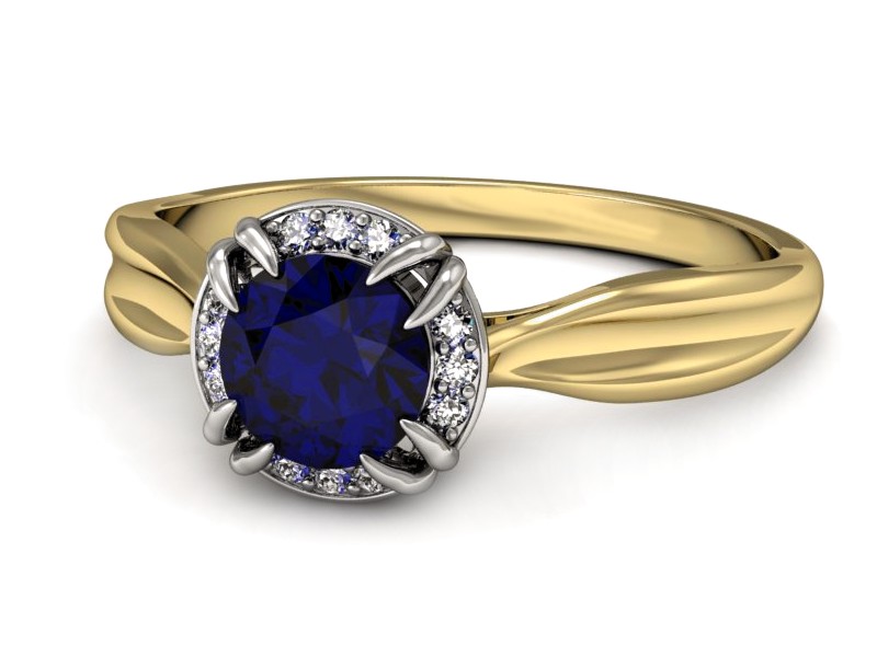 Złoty pierścionek ze spinelem i brylantami - p16186zbsp — zdjęcie 3