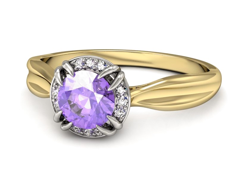 Złoty pierścionek z tanzanitem i brylantami - p16186zbt — zdjęcie 3