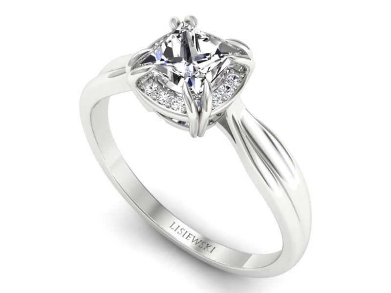 Złoty pierścionek z diamentami białe złoto - p16187b — zdjęcie 3