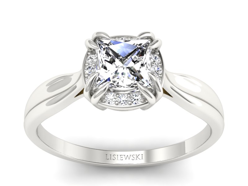 Złoty pierścionek z diamentami białe złoto - p16187b